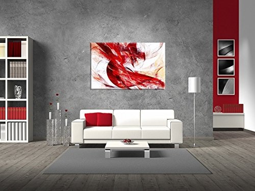 Leinwandbild Abstraktes Farbspiel rot auf Leinwand und Keilrahmen. Beste Qualität, handgefertigt in Deutschland! 90x70cm