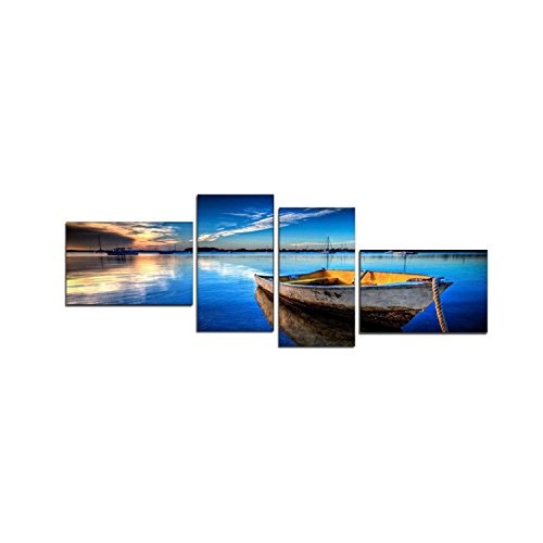 Leinwandbild Deep Blue 4tlg. je 30x50cm Meer Boot Wandbild. Beste Qualität aus Deutschland! Handgefertigt!