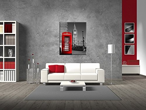Leinwandbild rote Telefonzelle vor Big Ben in London, England Eyecatcher auf Leinwand und Keilrahmen. Beste Qualität, handgefertigt in Deutschland! 120x80cm