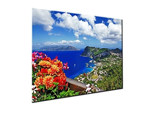Wandbild XXL wunderschöne Capri Insel, Italien auf Leinwand und Keilrahmen. Beste Qualität, handgefertigt in Deutschland! 120x80cm