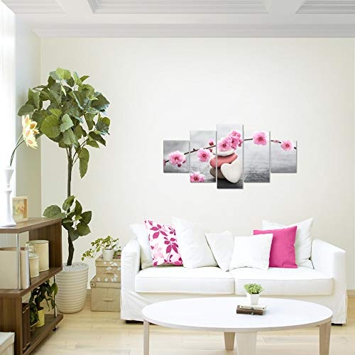 Bilder Feng Shui Blumen Wandbild 150 x 75 cm Vlies - Leinwand Bild XXL Format Wandbilder Wohnung Deko Kunstdrucke - MADE IN GERMANY - Fertig zum Aufhängen 500153a