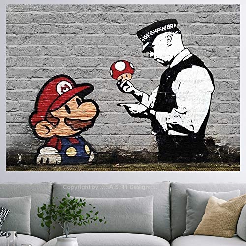 murando - Designer Poster XXL 140x100 cm - beidseitig laminiert - Plakat - Anschlag - Wanddekoration - Reiss- & wischfest - Wohnzimmer Schlafzimmer Kinderzimmer Büro - Banksy Mario i-B-0053-af-a