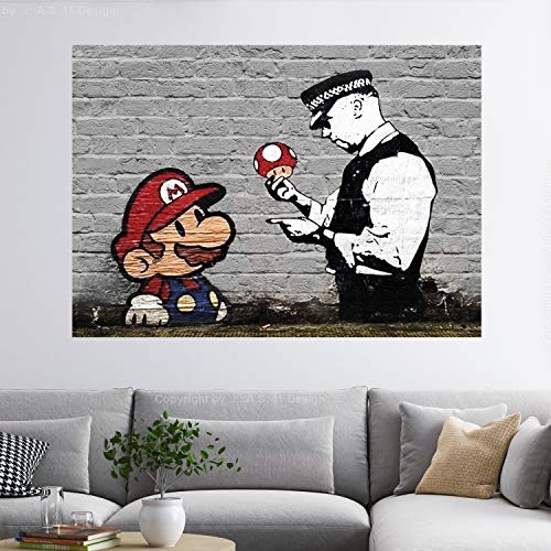 murando - Designer Poster XXL 140x100 cm - beidseitig laminiert - Plakat - Anschlag - Wanddekoration - Reiss- & wischfest - Wohnzimmer Schlafzimmer Kinderzimmer Büro - Banksy Mario i-B-0053-af-a