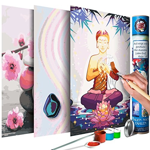 murando Malen nach Zahlen Buddha Zen Spa Blumen 120x60 cm Malset mit 3 Motiven - Design Geschenk-Tube DIY Für Erwachsene und ambitionierte Kinder ab 12 - Perfekt für Hobbymaler n-A-0390-ab-e