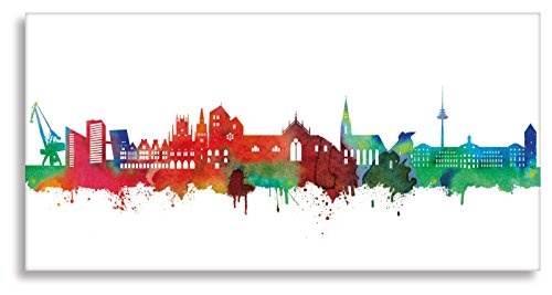 Kunstbruder Münster Skyline Light (Div. Größen) - Streetart Like Banksy Kunst Druck auf Leinwand Graffiti Wandbild 40x80cm