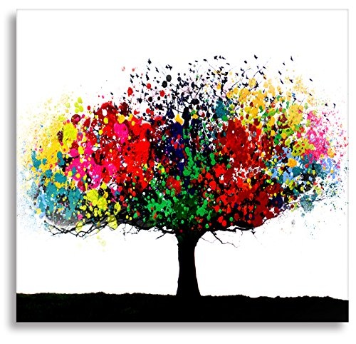 Kunstbruder Leinwandbild Bunter Baum - Light (Div. Grössen) - Kunstdruck auf Leinwand/Banksy Wandbild Streetart Bild 80x80cm