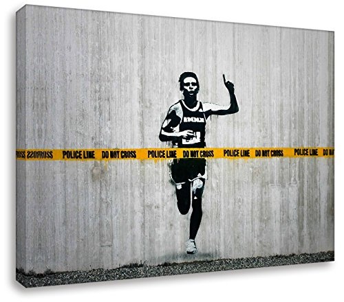 Kunstbruder Banksy Graffiti - Bild Do Not Cross - Bild fertig auf Keilrahmen - Kunstdruck Wandbild Loftbild Loungebild Flurbild Dekoration (30x40cm)