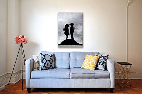 Kunstbruder Leinwandbild von Banksy Boy and Girl/Kunstdruck auf Leinwand/Wandbild Bild Graffiti Street-Art (60x80cm)