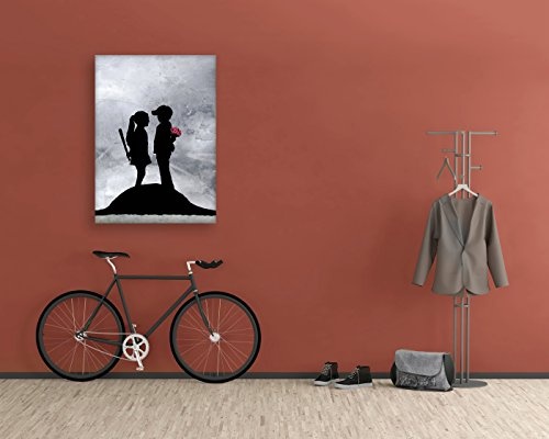 Kunstbruder Leinwandbild von Banksy Boy and Girl/Kunstdruck auf Leinwand/Wandbild Bild Graffiti Street-Art (60x80cm)