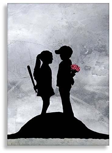 Kunstbruder Leinwandbild von Banksy Boy and Girl/Kunstdruck auf Leinwand/Wandbild Bild Graffiti Street-Art (60x80cm)