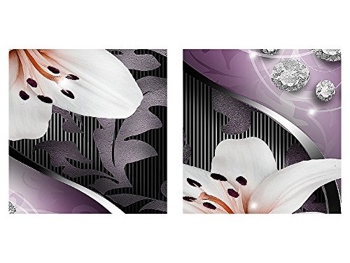 Bild 70 x 40 cm - Lilien Bilder- Vlies Leinwand - Deko für Wohnzimmer -Wandbild - XXL Teile - leichtes Aufhängen- 801014c