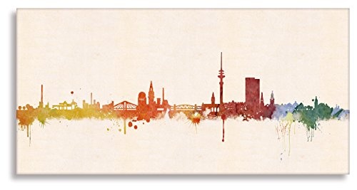 Kunstbruder Hamburg Druck auf leinwand Banksy Graffiti - Bild Hamburg Skyline Bild fertig auf Keilrahmen Kunstdrucke, Wandbilder, Bilder zur Dekoration - direkt von Künstler (50x100 cm)