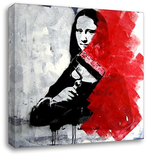 Leinwandbild - Banksy Graffiti - Bild Mona Lisa - Kunstdruck Wandbilde Dekoration Zimmerbild Flurbild - Kunstbruder (50x50cm)