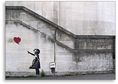 Banksy Foto auf Leinwand / Always Hope / Kunstdruck Wandbild Leinwandbild von Kunstbruder (60x40 cm)