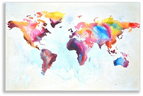 Kunstbruder Weltkarte by Paul London auf Leinwand Kunstbilder- Kunst Druck auf Leinwand - vom Kölner Künstler/Wandbilder Art Gemälde Kunstdrucke (40x30cm)