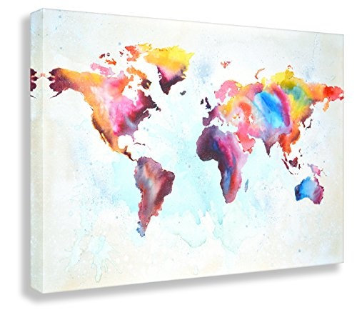Kunstbruder Weltkarte by Paul London auf Leinwand Kunstbilder- Kunst Druck auf Leinwand - vom Kölner Künstler/Wandbilder Art Gemälde Kunstdrucke (40x30cm)