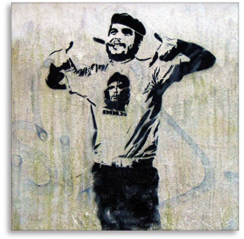 Kunstbruder Zimmerbild Banksy Graffiti - Yoo Che! - Bild fertig auf Keilrahmen/Kunstdruck Wandbild Dekoration Druck auf Leinwand Loungebild (20x20cm)