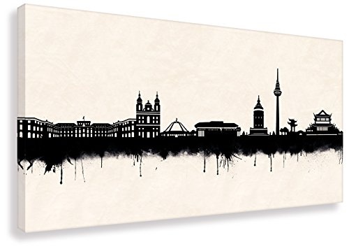 Kunstbruder Leinwandbild - Skyline Mannheim SW (Div. Größen) - Wandbild Kunstdruck Panorama Graffiti Like Banksy Gemälde Schlafzimmerbild (70x140cm)