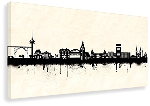 Kunstbruder Wandbild - Wuppertal Skyline SW (Div. Formate) - Leinwandbild Graffiti Street Art Kunstdruck Bild Dekoration Bürobild 40x80cm