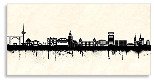 Kunstbruder Wandbild - Wuppertal Skyline SW (Div. Formate) - Leinwandbild Graffiti Street Art Kunstdruck Bild Dekoration Bürobild 40x80cm