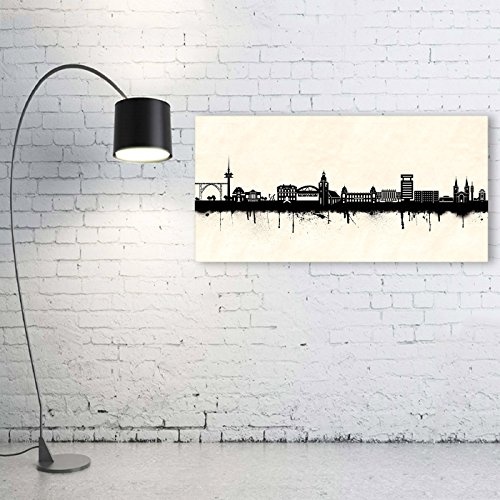 Kunstbruder Wandbild - Wuppertal Skyline SW (Div. Formate) - Leinwandbild Graffiti Street Art Kunstdruck Bild Dekoration Bürobild 40x80cm