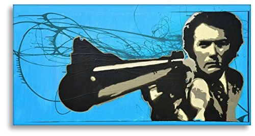 Kunstbruder Leinwanddruck - Clean Eastwood - Blau (Div. Grössen) - Loftbild Streetart Wandbild 100x200cm