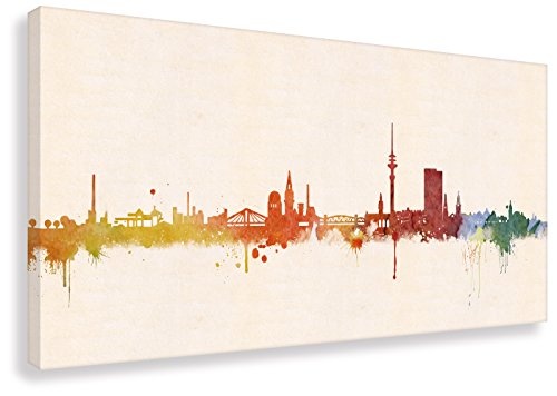 Kunstbruder Hamburg Druck auf leinwand Banksy Graffiti - Bild Hamburg Skyline Bild fertig auf Keilrahmen Kunstdrucke, Wandbilder, Bilder zur Dekoration - direkt von Künstler (30x60 cm)