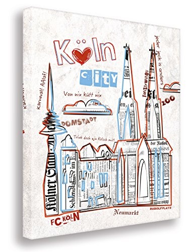 Köln Collage auf Leinwand/Kunstbilder- Kunst Druck auf Leinwand - vom Kölner Künstler/Wandbilder Art Gemälde Kunstdrucke (30x40cm)