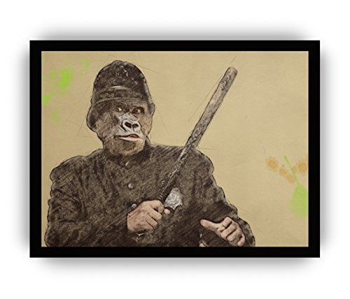 Kunstbruder English Monkey Police by Rahmen/gerahmt- Kunst Druck auf Leinwand - vom Kölner Künstler/Graffiti Wandbilder Banksy Art Gemälde Banksy Kunstdrucke (30x40cm)