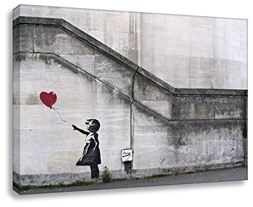 Banksy Foto auf Leinwand / Always Hope / Kunstdruck Wandbild Leinwandbild von Kunstbruder (120x80 cm)