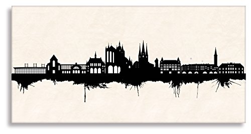 Kunstbruder Erfurt Skyline SW (div. Größen) - Kunst Druck auf Leinwand 80x160cm