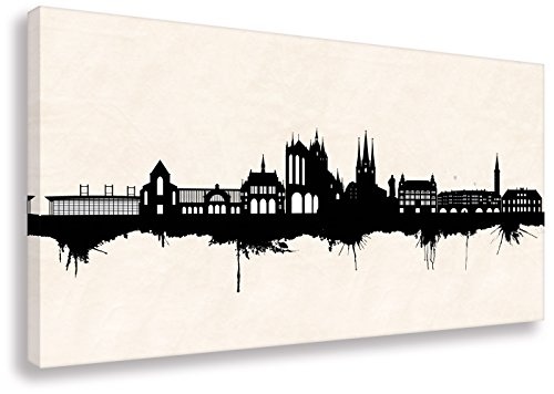 Kunstbruder Erfurt Skyline SW (div. Größen) - Kunst Druck auf Leinwand 80x160cm