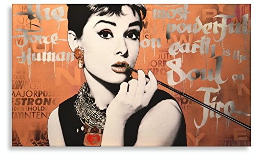 Kunstbruder Leinwandbild Audrey Hepburn Chain by Paul James (Div. Grössen) 3D 4cm Keilrahmen - Kunstdruck/Wandbild 115x200cm