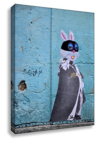 Kunstbruder Loungebild Wandbild - Secret Bunny (Div. Grössen) Wandbild 3D 4cm - Kunst Druck auf Leinwand/Graffiti Like Banksy Bild 105x160cm