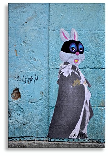 Kunstbruder Loungebild Wandbild - Secret Bunny (Div. Grössen) Wandbild 3D 4cm - Kunst Druck auf Leinwand/Graffiti Like Banksy Bild 105x160cm