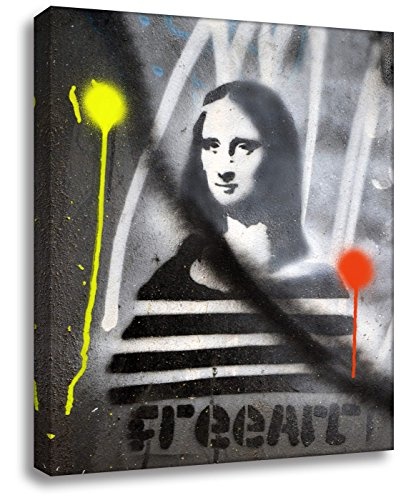 Kunstbruder Kunstbild Mona Lisa Free Art (Div. Grössen) 3D 4cm - Druck auf Leinwand/Wandbild Like Banksy Streetart Bild 80x95cm