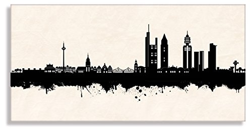 Kunstbruder Wandbild - Frankfurt Skyline SW (Div. Größen) 3D 4cm - Kunstdruck auf Leinwand Streetart Like Banksy Wand-Dekoration Bürobild 90x180cm