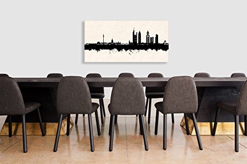 Kunstbruder Wandbild - Frankfurt Skyline SW (Div. Größen) 3D 4cm - Kunstdruck auf Leinwand Streetart Like Banksy Wand-Dekoration Bürobild 90x180cm