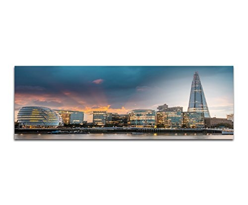 XXL Wandbild 150x50cm London Skyline Wasser Abenddämmerung