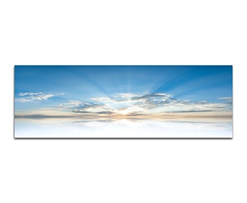 Wandbild auf Leinwand als Panorama in 150x50cm Wolkenschleier Sonne Wasser Spiegelung