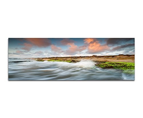 Wandbild auf Leinwand als Panorama in 150x50cm Florida Strand Wasser Wolken Sonnenaufgang