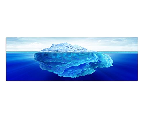Wandbild auf Leinwand als Panorama in 150x50cm Meer Wasser Eisberg