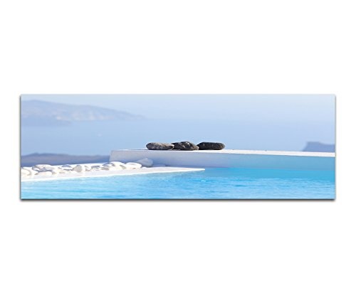 Wandbild auf Leinwand als Panorama in 150x50cm Santorini...