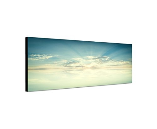Wandbild auf Leinwand als Panorama in 150x50cm Wasser Himmel Wolken Sonnenlicht Reflexion