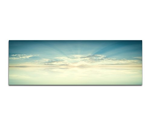 Wandbild auf Leinwand als Panorama in 150x50cm Wasser Himmel Wolken Sonnenlicht Reflexion