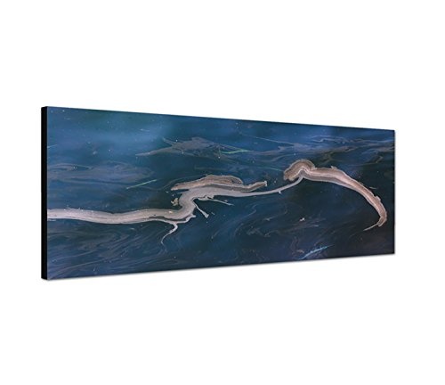 Wandbild auf Leinwand als Panorama in 150x50cm Meer Wasser Öl Schlieren