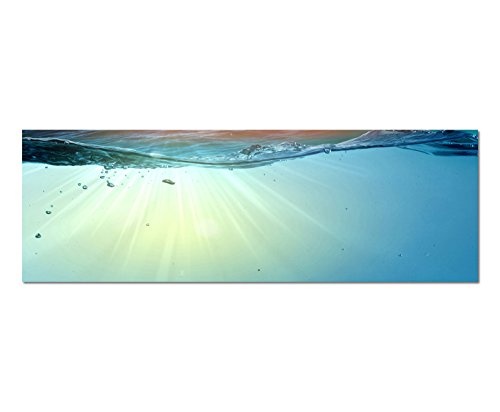 Wandbild auf Leinwand als Panorama in 150x50cm Wasser Welle Unterwasser Sonnenuntergang