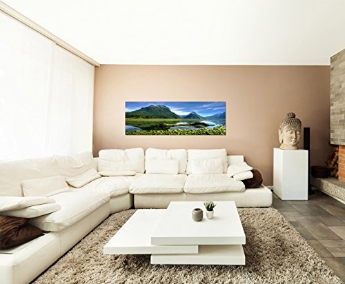 Wandbild auf Leinwand als Panorama in 150x50cm Neuseeland Berge Wasser Landschaft