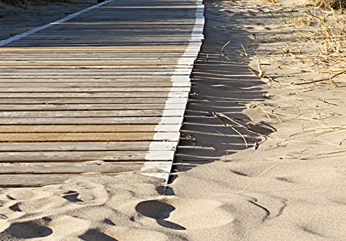 murando - Bilder 150x50 cm Vlies Leinwandbild 1 TLG Kunstdruck modern Wandbilder XXL Wanddekoration Design Wand Bild - Landschaft Strand Meer Sand Himmel Gras Urlaub Wolke Bretter 030212-83