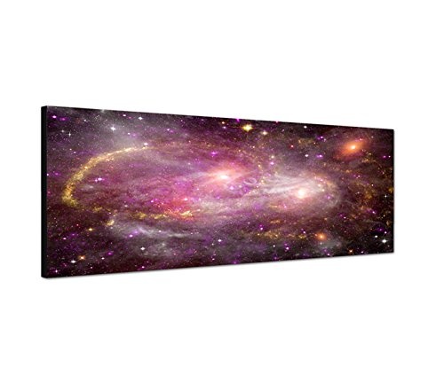 Wandbild auf Leinwand als Panorama in 150x50cm Galaxie Weltall Sterne Planeten